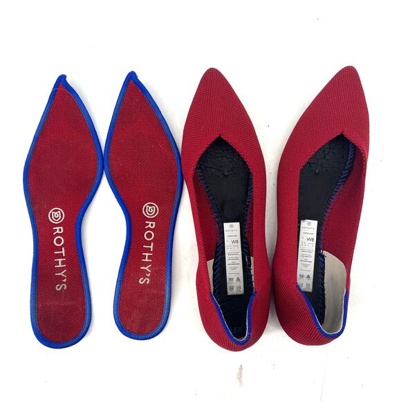 Rothy's Women's 8 The Point Pointed Chili Red Knit Slip On Ballet Flat Shoe - Picture 8 of 9